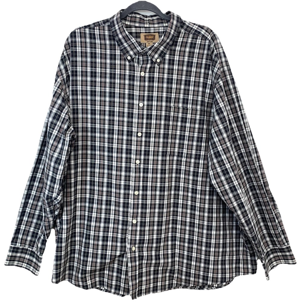 Foundry Easy Care Long Sleeve Plaid Shirt Men 3XL‎ Button Up Casual Work